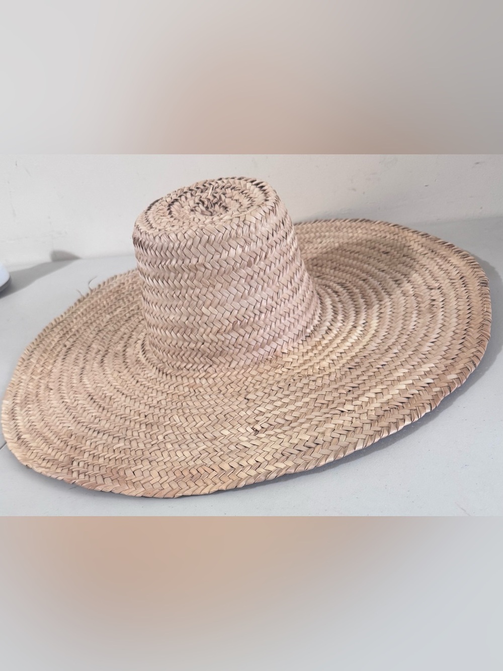Moroccan Natural Braided Straw Sun Hat for Women - Wide Brim
